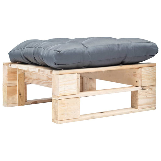 Ottomana Pallet da Giardino con Cuscino Grigio Legno Naturalecod mxl 95333