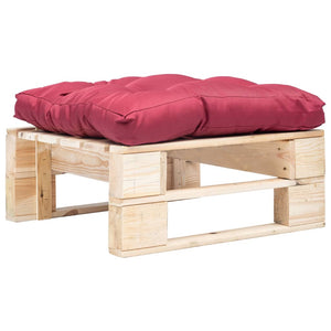 Ottomana Pallet da Giardino con Cuscino Rosso in Legno Naturale 277475