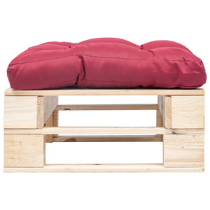 Ottomana Pallet da Giardino con Cuscino Rosso in Legno Naturale 277475