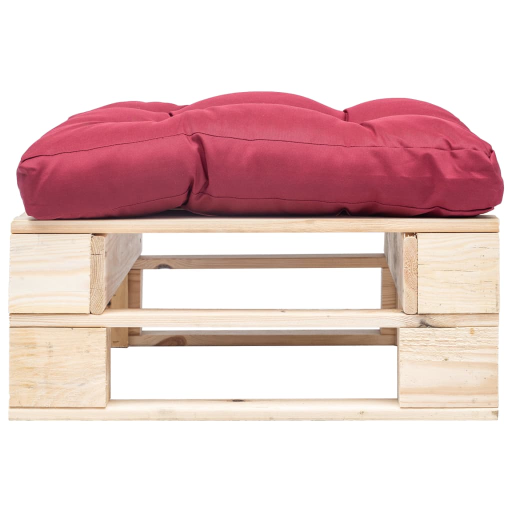 Ottomana Pallet da Giardino con Cuscino Rosso in Legno Naturale 277475