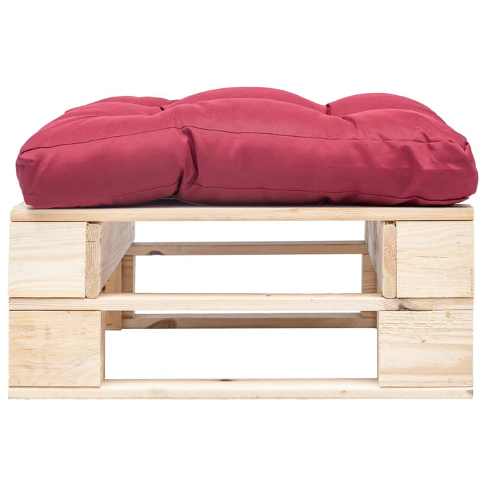 Ottomana Pallet da Giardino con Cuscino Rosso in Legno Naturale 277475