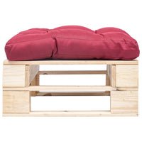 Ottomana Pallet da Giardino con Cuscino Rosso in Legno Naturalecod mxl 71285