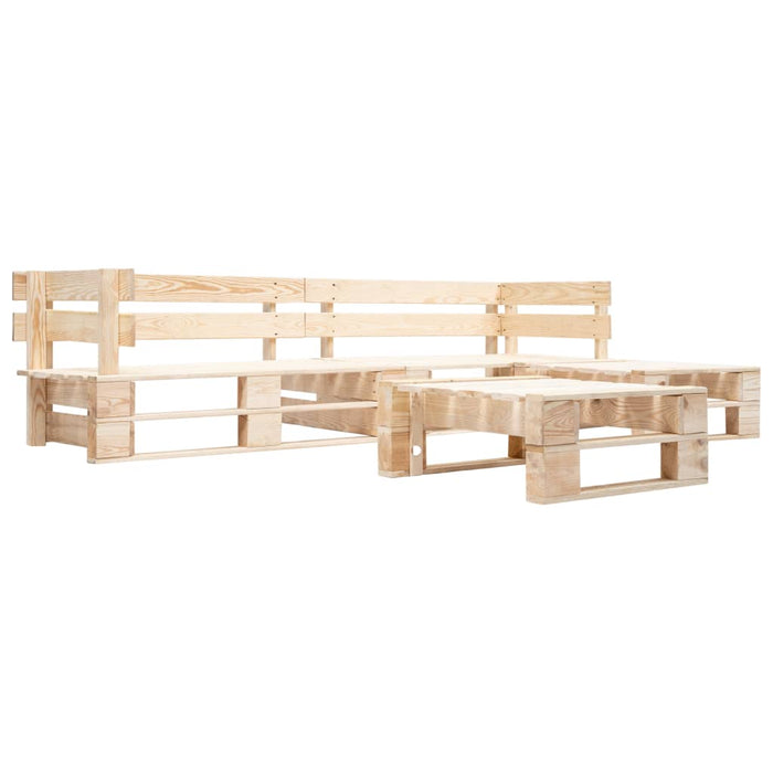 Divani da Giardino su Pallet 4 pz Cuscini Rossi in Legno 277493