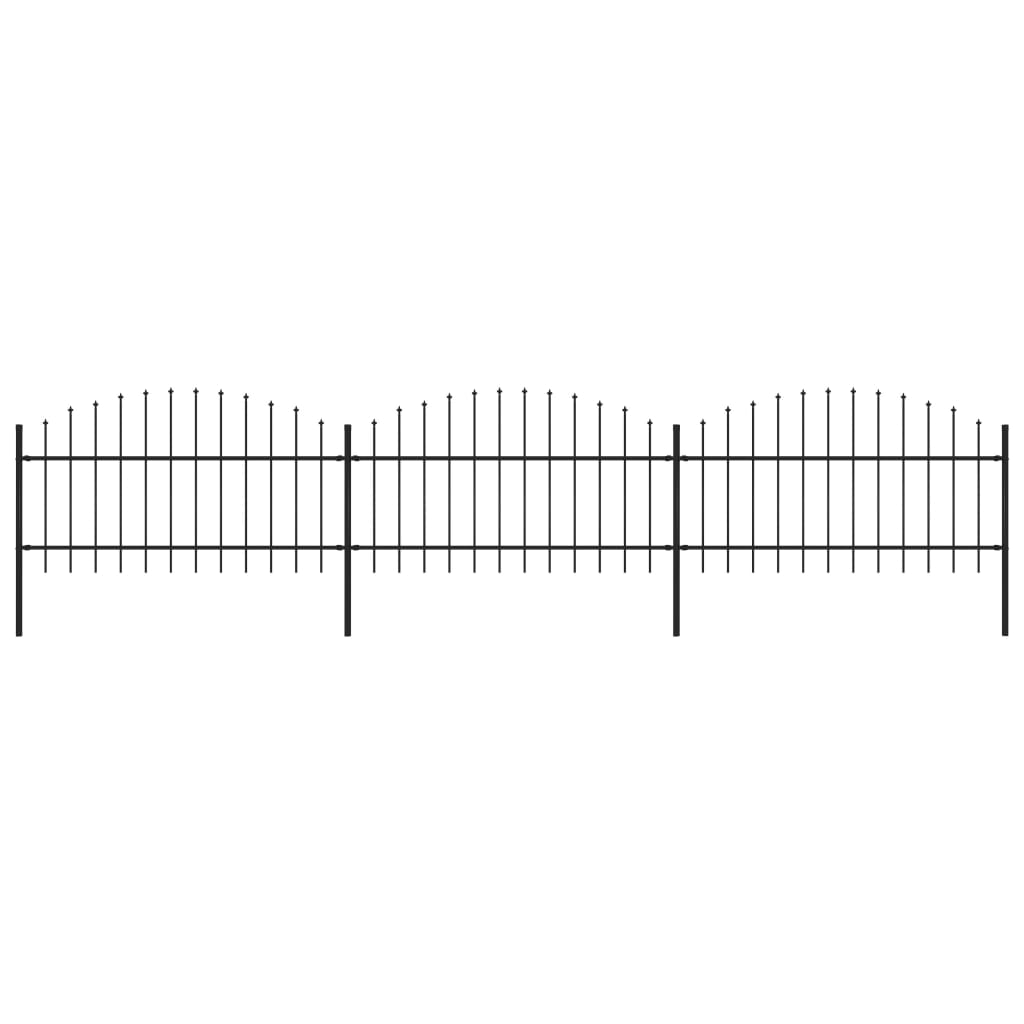 Recinzione Giardino Punta a Lancia (1-1,25)x5,1m Acciaio Nera 277723