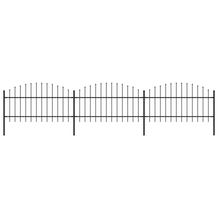 Recinzione Giardino Punta a Lancia (1-1,25)x5,1m Acciaio Nera 277723