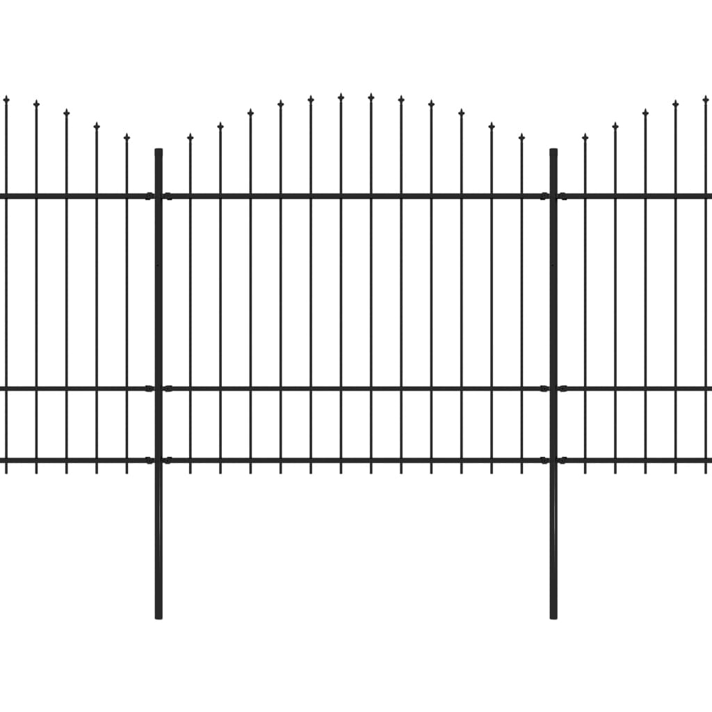 Recinzione Giardino Punta a Lancia (1,5-1,75)x6,8m Acciaio Nera cod mxl 19147