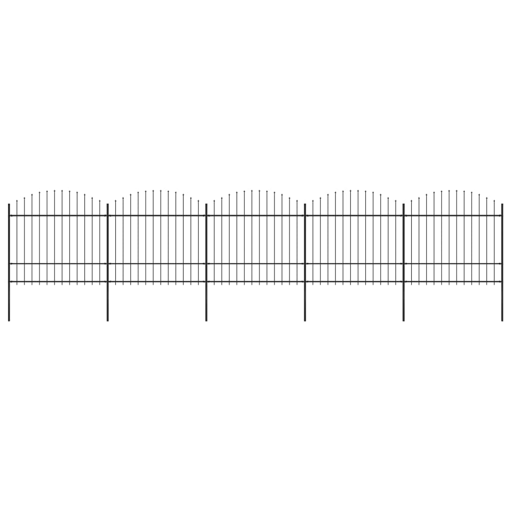 Recinzione Giardino Punta a Lancia (1,5-1,75)x8,5m Acciaio Nera cod mxl 19132