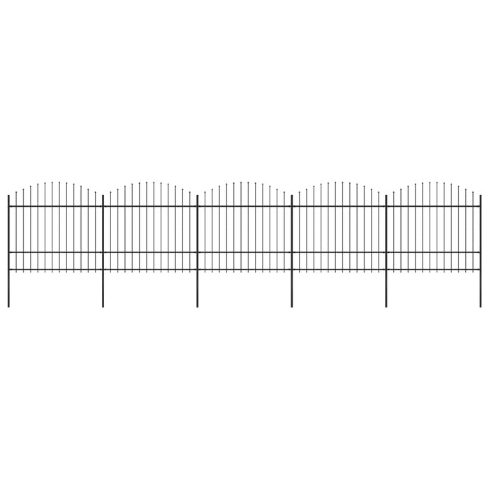 Recinzione Giardino Punta a Lancia (1,5-1,75)x8,5m Acciaio Nera cod mxl 19132