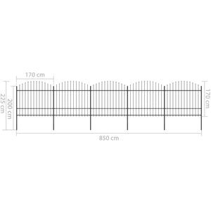 Recinzione Giardino Punta a Lancia (1,5-1,75)x8,5m Acciaio Nera cod mxl 19132