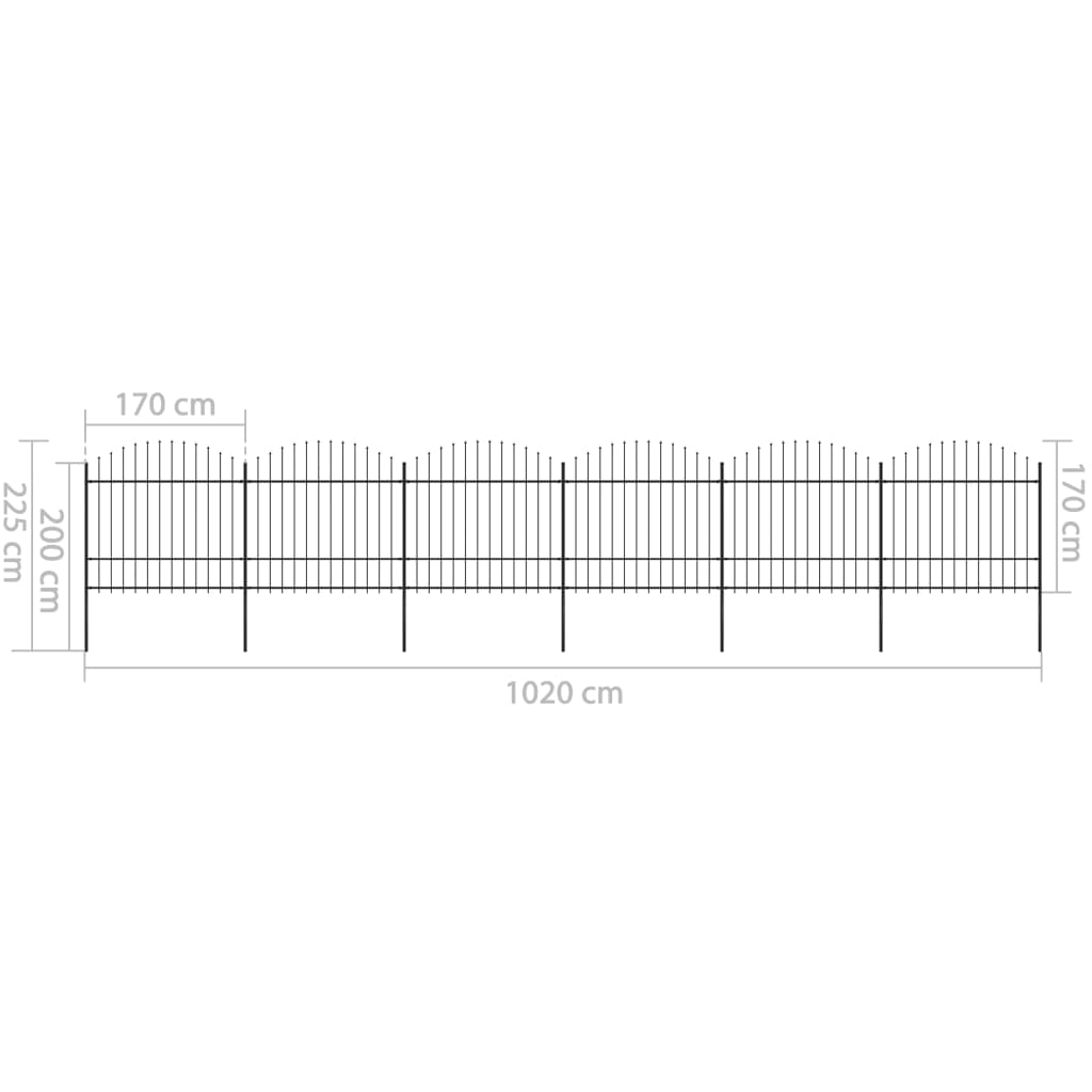 Recinzione Giardino Punta Lancia (1,5-1,75)x10,2m Acciaio Nera cod mxl 19127