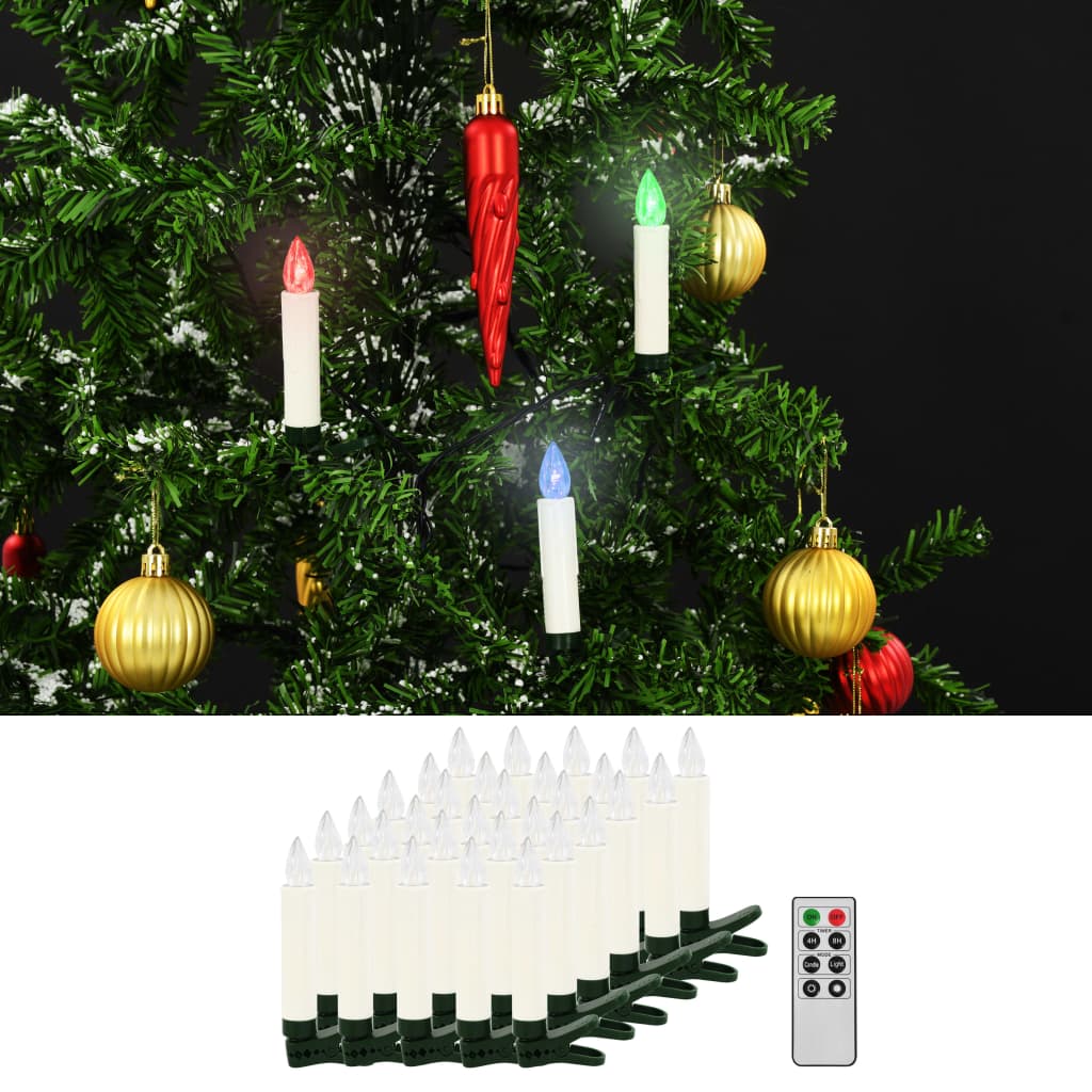 Candele Natalizie Senza Fili a LED con Telecomando 30 pz RGB 50987