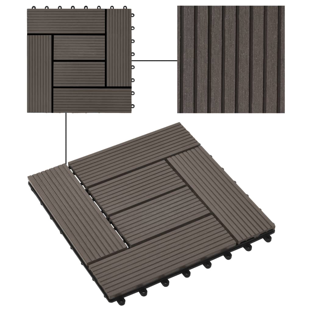 Piastrelle per Decking 22 pz 30x30cm 2mq in WPC Marrone Scuro cod 11867