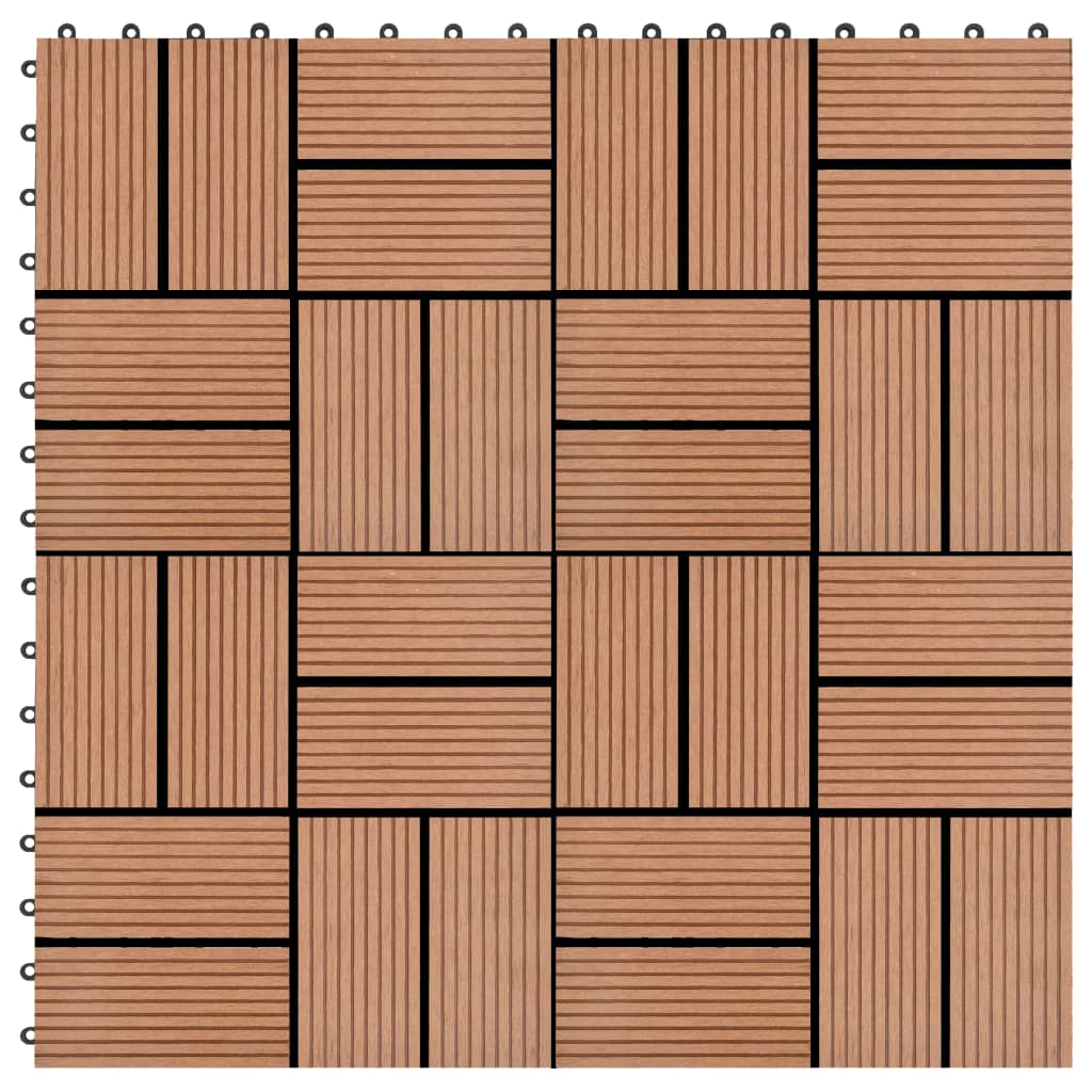 Piastrelle per Decking 22 pz 30x30cm 2mq in WPC Marrone  cod mxl 36780