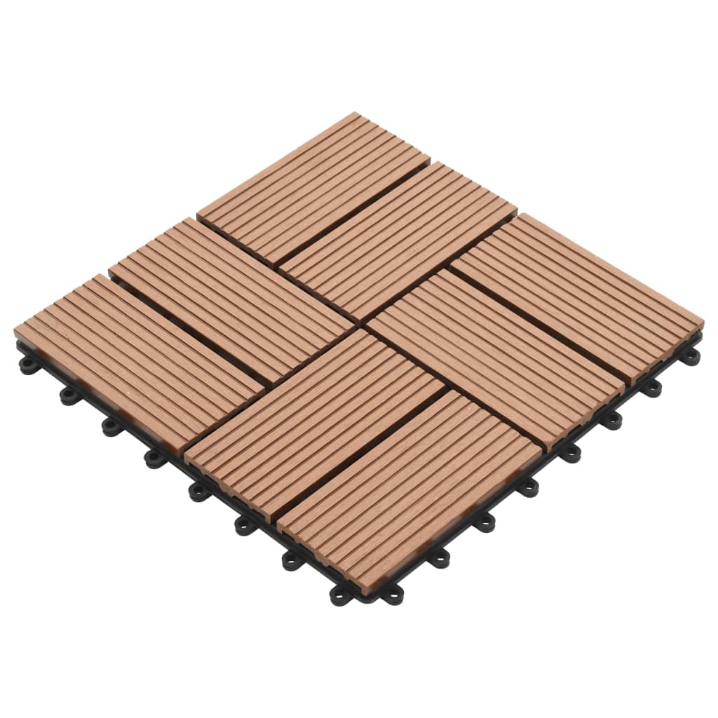 Piastrelle per Decking 22 pz 30x30cm 2mq in WPC Marrone  cod mxl 36780