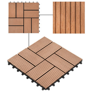 Piastrelle per Decking 22 pz 30x30cm 2mq in WPC Marrone  cod mxl 36780