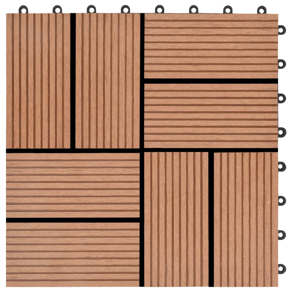 Piastrelle per Decking 22 pz 30x30cm 2mq in WPC Marrone  cod mxl 36780