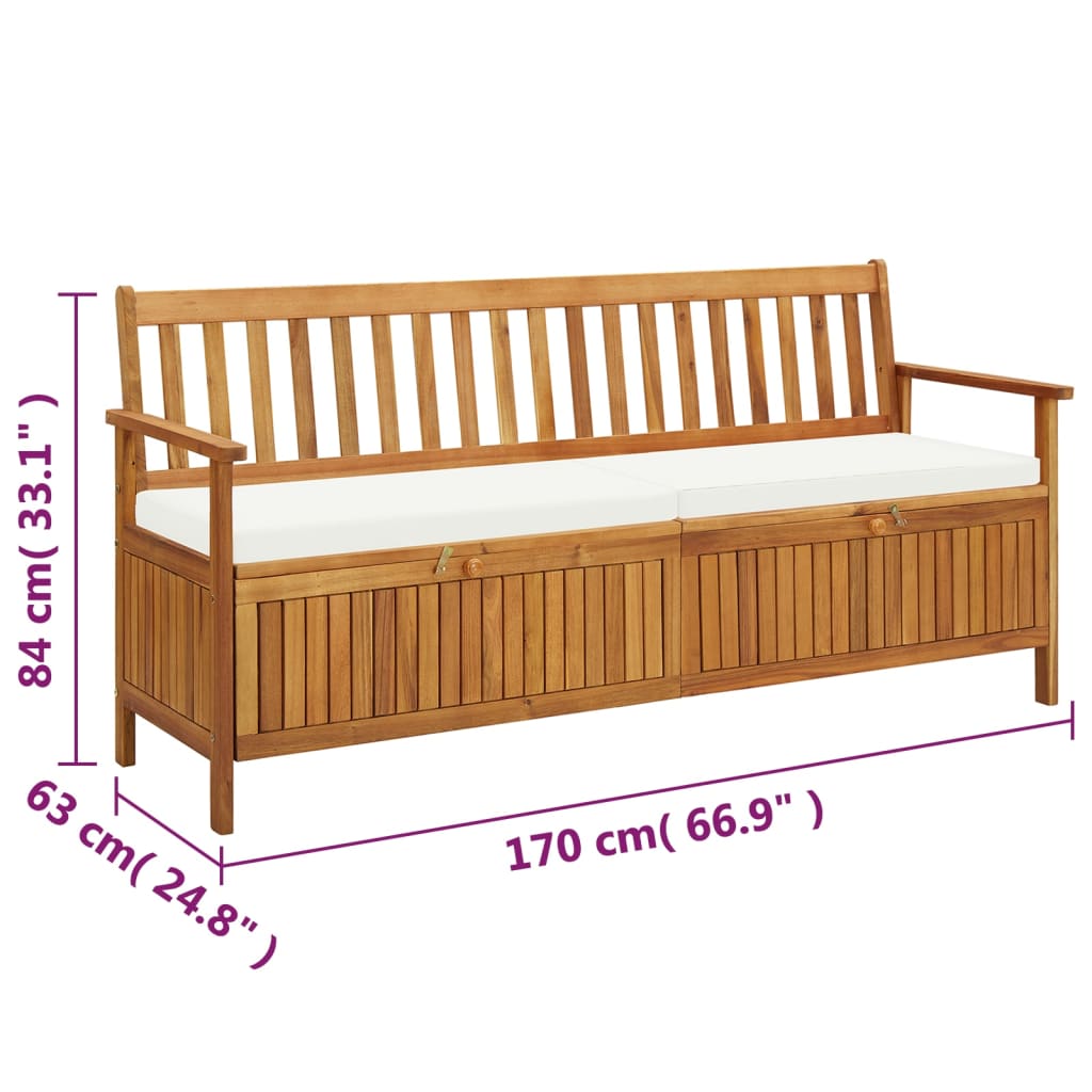 Cassapanca con Cuscini 170 cm Legno Massello d'Acacia cod mxl 46101