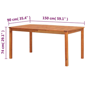 Tavolo da Giardino 150x90x74 cm in Legno Massello di Acacia cod mxl 34517