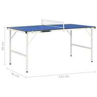 Tavolo da Ping Pong con Rete 5 Piedi 152x76x66 cm Blu 91946