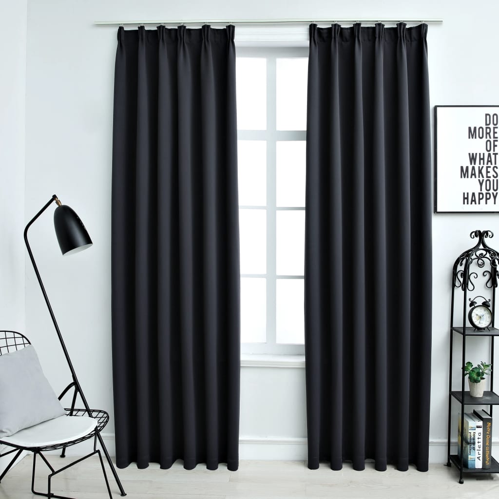 Tende Oscuranti con Ganci 2 pz Nere 140x175 cm cod mxl 77374