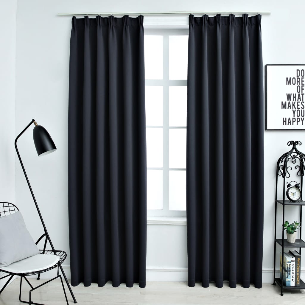 Tende Oscuranti con Ganci 2 pz Antracite 140x225 cm cod 12349