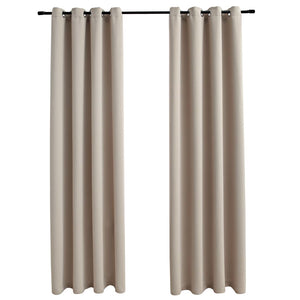 Tende Oscuranti con Anelli in Metallo 2 pz Beige 140x175 cm 134442