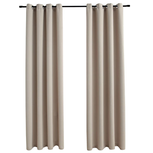 Tende Oscuranti con Anelli in Metallo 2 pz Beige 140x225 cm 134443