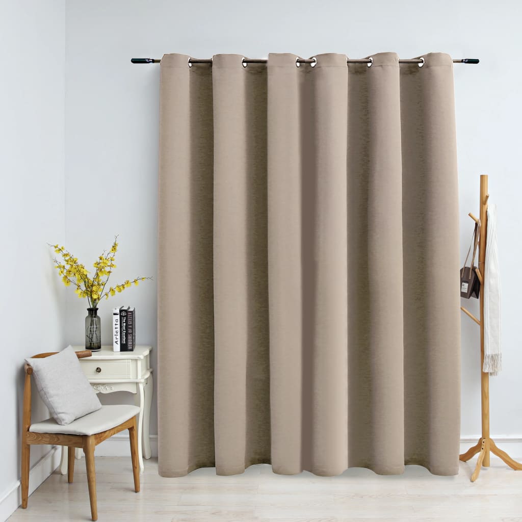 Tenda Oscurante con Anelli in Metallo Beige 290x245 cm 134445