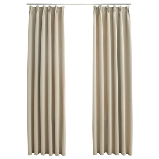 Tende Oscuranti con Ganci 2 pz Beige 140x225 cm 134447