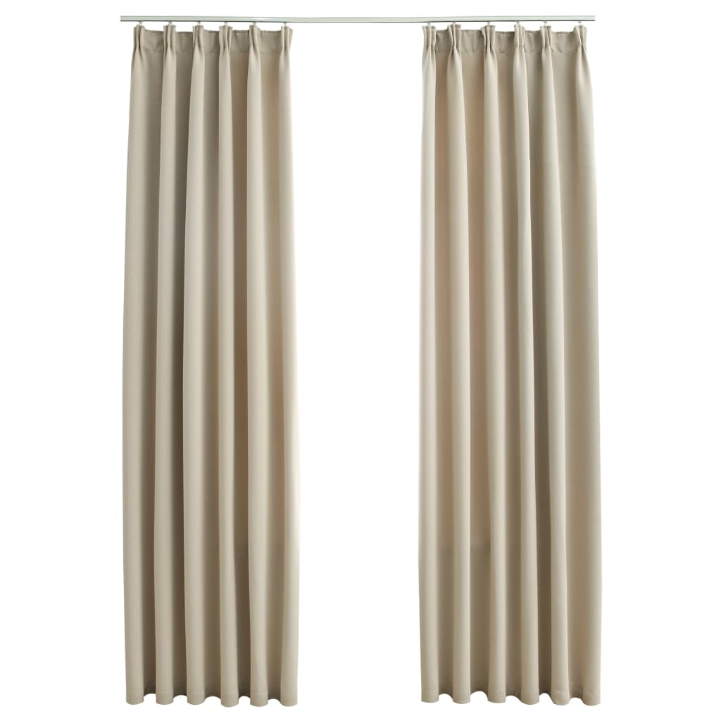 Tende Oscuranti con Ganci 2 pz Beige 140x245 cm 134448