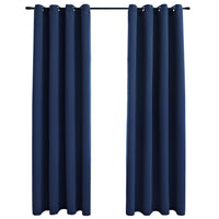 Tende Oscuranti con Anelli in Metallo 2 pz Blu 140x175 cm 134450