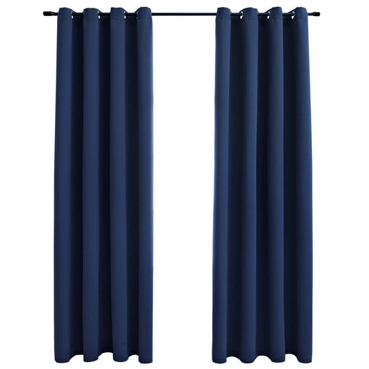 Tende Oscuranti con Anelli in Metallo 2 pz Blu 140x175 cm 134450