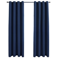 Tende Oscuranti con Anelli in Metallo 2 pz Blu 140x225 cm 134451