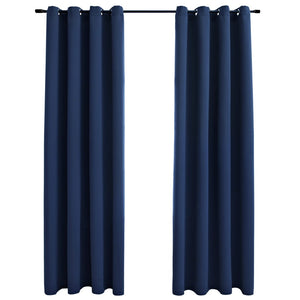 Tende Oscuranti con Anelli in Metallo 2 pz Blu 140x225 cm 134451