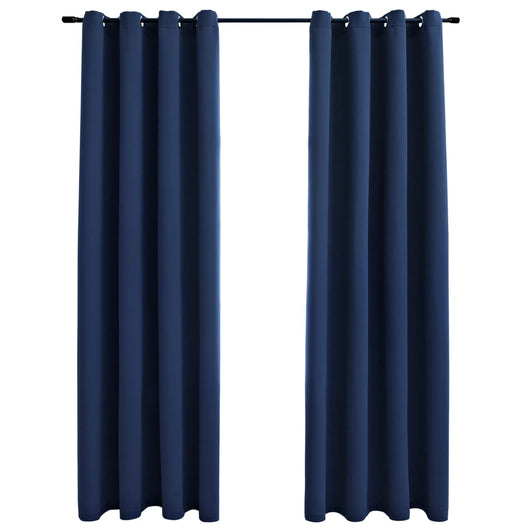 Tende Oscuranti con Anelli in Metallo 2 pz Blu 140x225 cm 134451