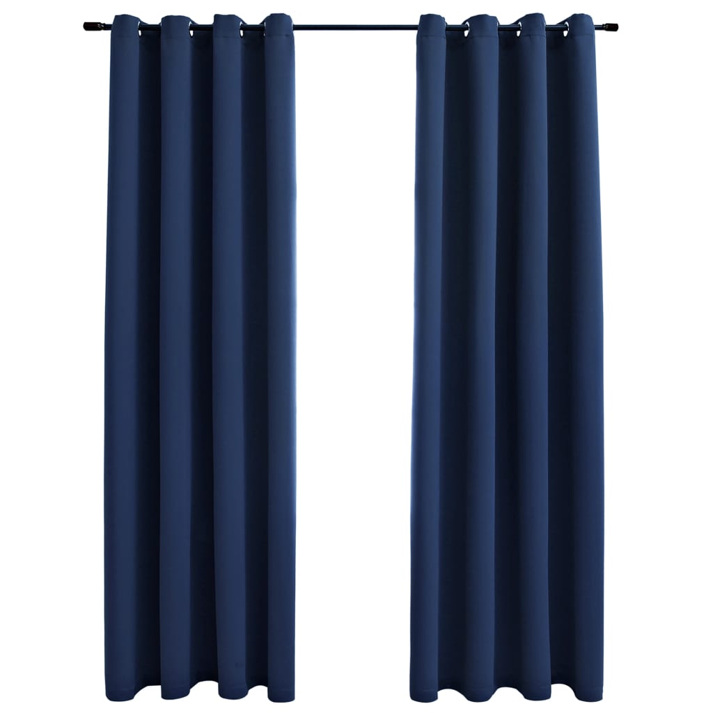 Tende Oscuranti con Anelli in Metallo 2 pz Blu 140x245 cm 134452