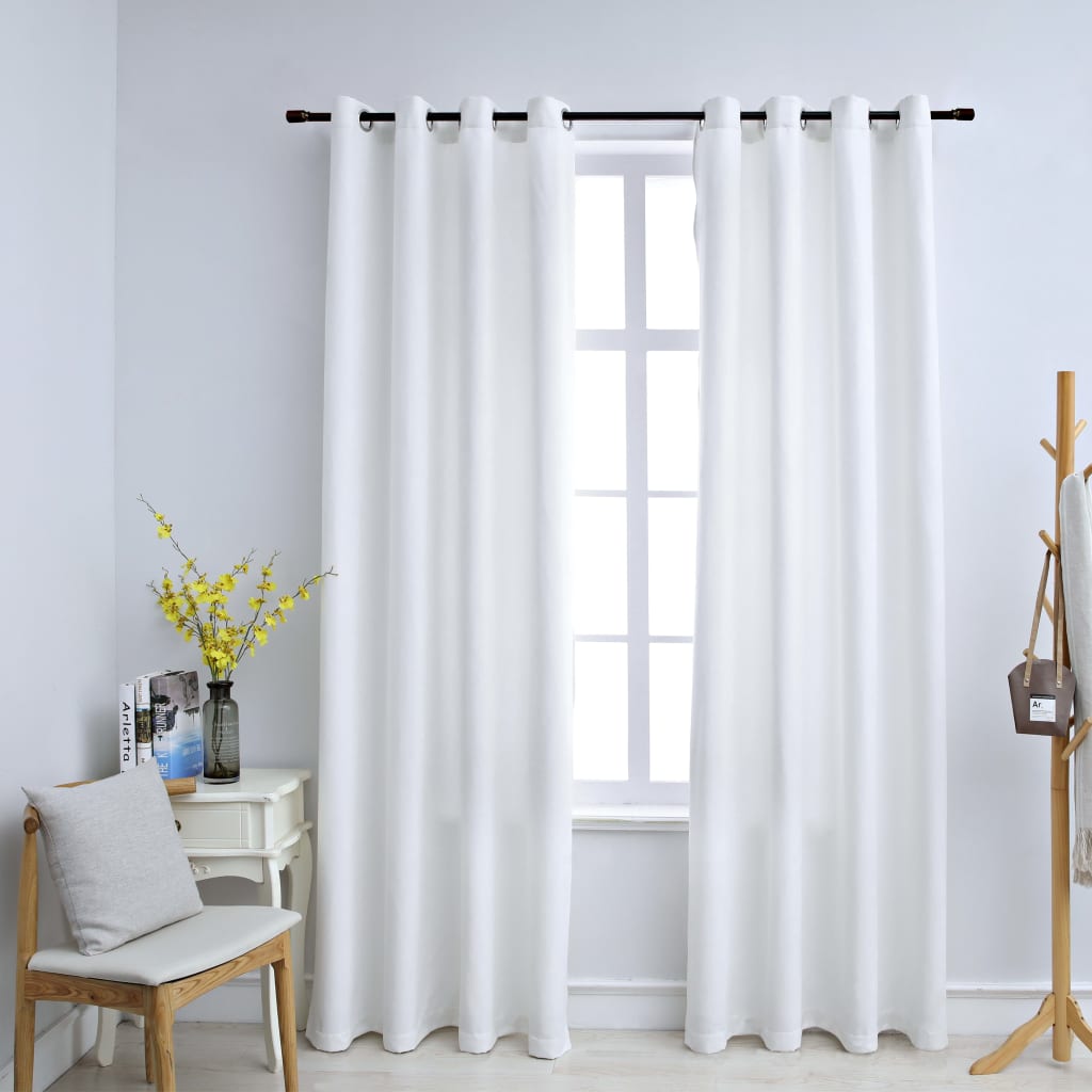 Tende Oscuranti con Anelli in Metallo 2 pz Avorio 140x245 cm  cod mxl 71360