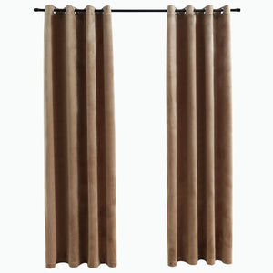 Tende Oscuranti con Anelli 2 pz Beige in Velluto 140x175 cm 134504