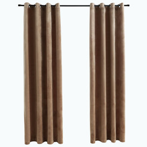 Tende Oscuranti con Anelli 2 pz Beige in Velluto 140x225 cmcod mxl 79380