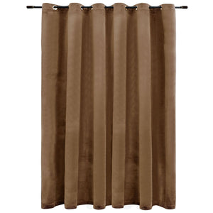 Tenda Oscurante con Anelli in Metallo Velluto Beige 290x245 cm 134507