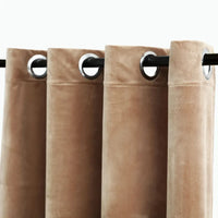 Tenda Oscurante con Anelli in Metallo Velluto Beige 290x245 cm 134507