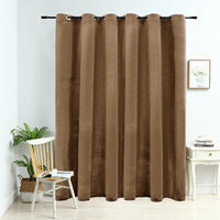 Tenda Oscurante con Anelli in Metallo Velluto Beige 290x245 cm 134507