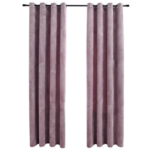 Tende Oscuranti con Anelli 2pz Rosa Antico in Velluto 140x175cm 134520