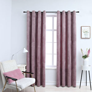 Tende Oscuranti con Anelli 2pz Rosa Antico in Velluto 140x175cm cod mxl 63423