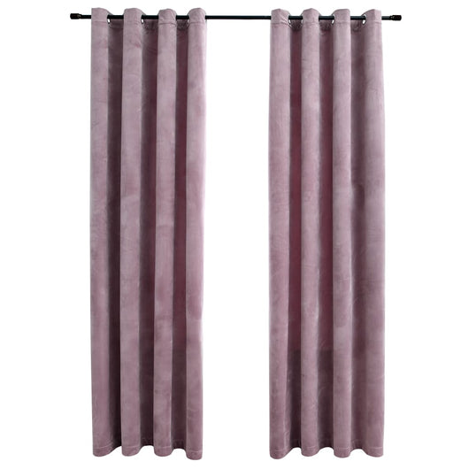 Tende Oscuranti con Anelli 2pz Rosa Antico in Velluto 140x225cm 134521