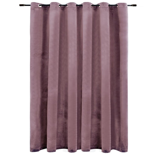 Tenda Oscurante Anelli in Metallo Velluto Rosa Antico 290x245cm 134523