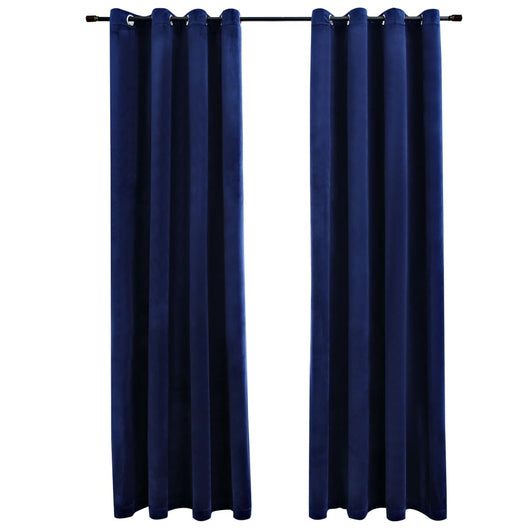 Tende Oscuranti con Anelli 2 pz Blu Scuro in Velluto 140x175 cm 134528