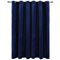 Tenda Oscurante Anelli in Metallo Velluto Blu Scuro 290x245 cm 134531