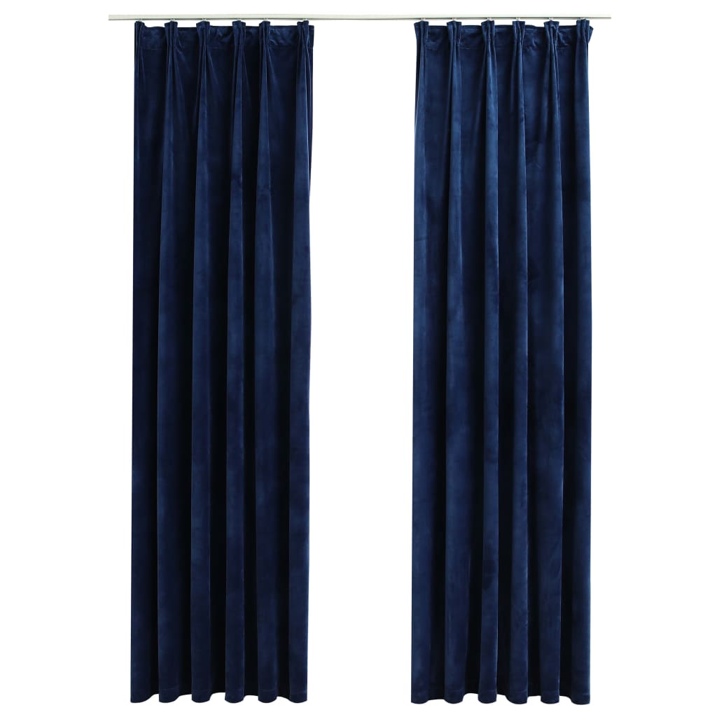 Tende Oscuranti con Ganci 2 pz Blu Scuro in Velluto 140x225 cmcod mxl 97446