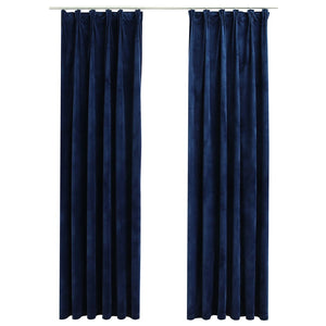 Tende Oscuranti con Ganci 2 pz Blu Scuro in Velluto 140x225 cmcod mxl 97446